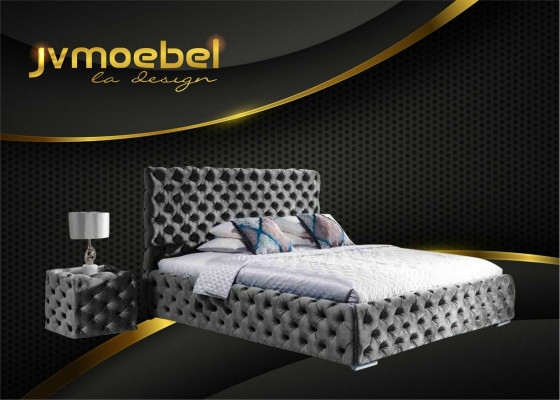 Tweepersoons slaapkamer fluwelen bed Chesterfield bedframe nachtkastje 3-delige set