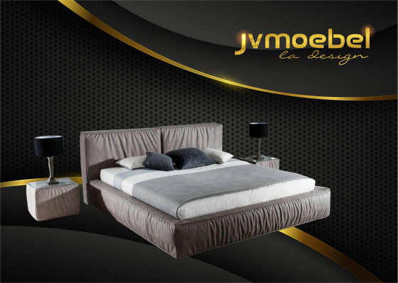 Luxe designer bed voor de slaapkamer, bekleed met fluweel, meubels bedden stof textiel nieuw.