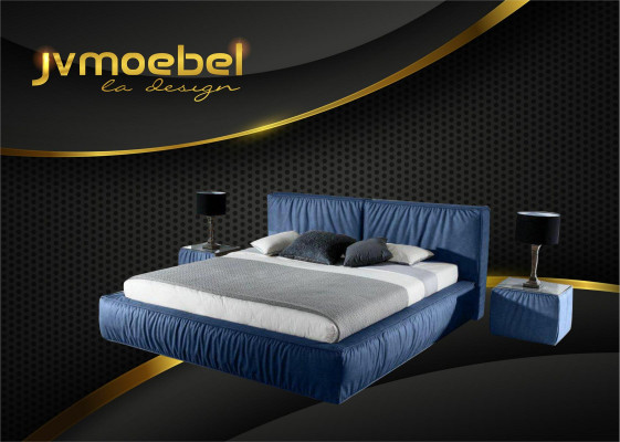 Luxe designer bed voor de slaapkamer, bekleed met fluweel, meubels bedden stof textiel nieuw.