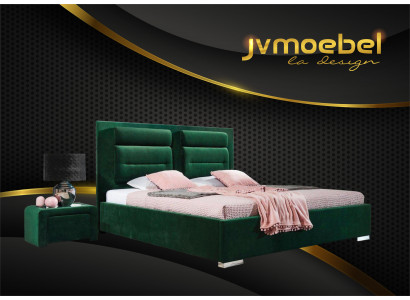 Luxe boxspringbed dubbel design stof hotel groene bedden slaapkamer meubels