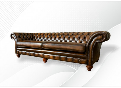 xxl Bank 4 zits Bank Chesterfield Bekleding Zitgroep Leer Textiel Bruin  xxl Bank 4-zitsbank Chesterfield Bekleding Zitgroep Leer Textiel Bruin