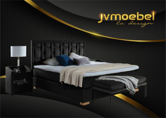 Luxe boxspringbed zwart blauwe bedden slaapkamer meubels ontwerp dubbel hotel