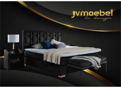 Luxe boxspringbed zwart blauwe bedden slaapkamer meubels ontwerp dubbel hotel