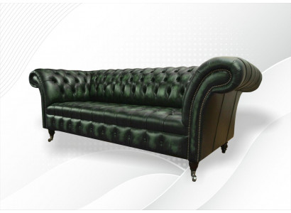 Driepersoonsbank 3-zits Chesterfield Nieuwe bank Antiek Groene bekleding Nieuwe banken