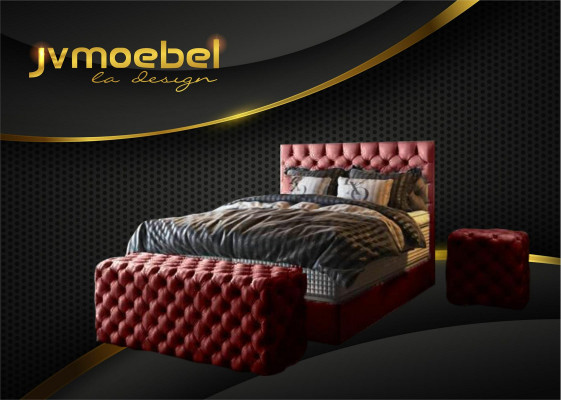 Luxe bed boxspring bed slaapkamer bedden design meubels fluwelen matras compleet.