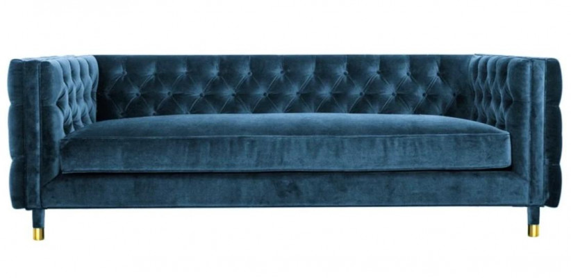 Luxe Blauwe Chesterfield fluwelen driezits gestoffeerde meubels Hotel Woonkamer Praktijk