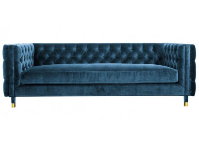Luxe Blauwe Chesterfield fluwelen driezits gestoffeerde meubels Hotel Woonkamer Praktijk