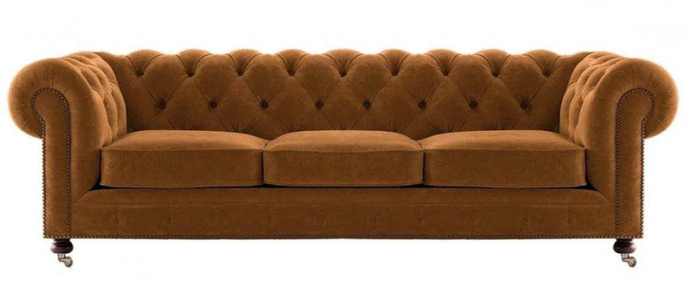 Luxe Geel Chesterfield Fluweel Driezitsbank Bekleding Meubels Hotel Woonkamer Praktijk