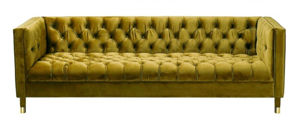 Groene driezits stoffen Chesterfield-design banken gestoffeerde bank woonkamer 230cm