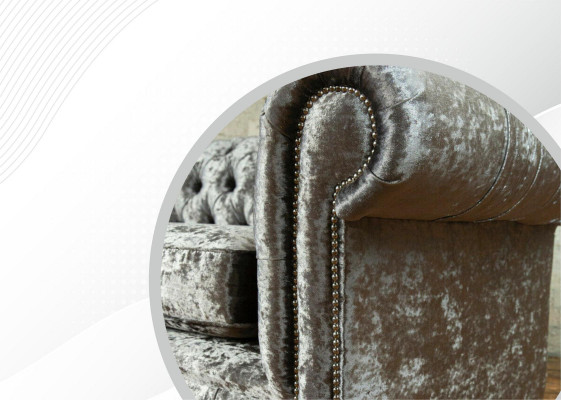 Driepersoonsbank 3-zitsbank Chesterfield gestoffeerde zitcombinatie fluweel grijze fluweel