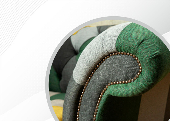 Chesterfield fauteuil televisiebank 1,5-zits bank textiel stof banken bekleding