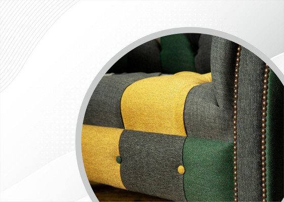 Chesterfield fauteuil televisiebank 1,5-zits bank textiel stof banken bekleding