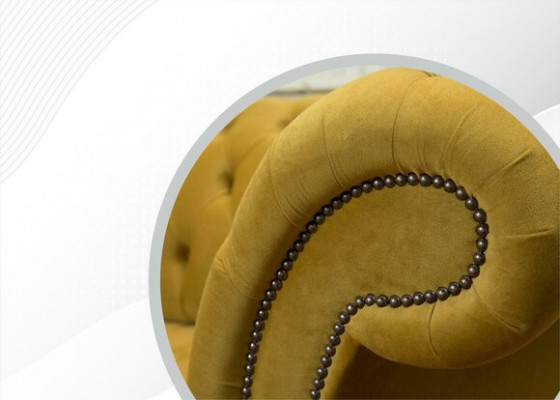 Chesterfield Design Luxury Sofa Couch Set Upholstered in Fabric Yellow New