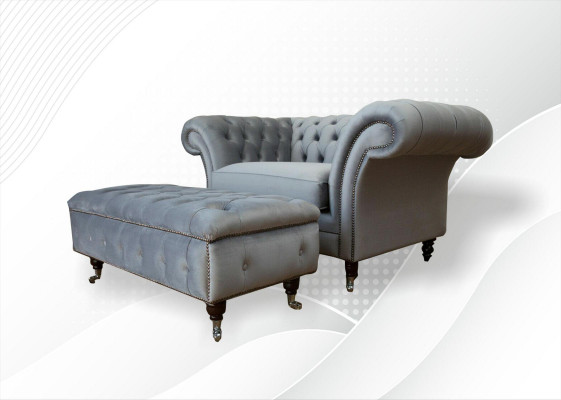 Ontwerp Chesterfield stoffen bank fauteuil 1,5-zits gestoffeerde banken lounge club Nieuw