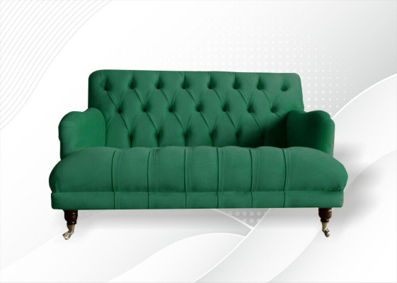 Chesterfield fauteuil bank gestoffeerde bank banken 1,5 zits éénzits groen textiel