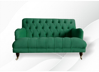 Chesterfield fauteuil bank gestoffeerde bank banken 1,5 zits éénzits groen textiel