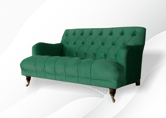 Chesterfield fauteuil bank gestoffeerde bank banken 1,5 zits éénzits groen textiel