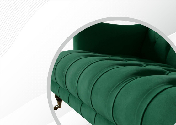 Chesterfield fauteuil bank gestoffeerde bank banken 1,5 zits éénzits groen textiel