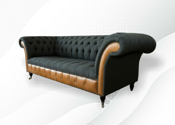 Stofbank Woonlandschap 3-zits designbank Banken Banken Grijze Chesterfield