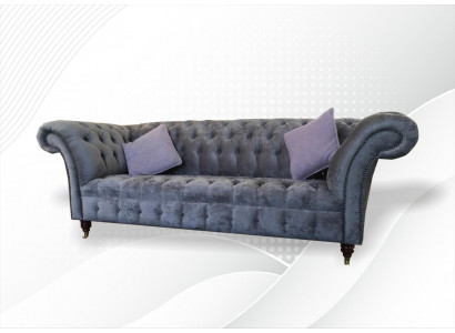 Chesterfield 3-zits xxl gestoffeerde zitbank bankstel Big Couch grijze nieuw.