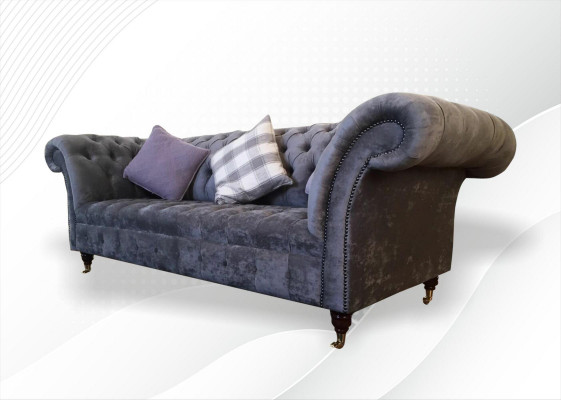 Chesterfield 3-zits xxl gestoffeerde zitbank bankstel Big Couch grijze nieuw.
