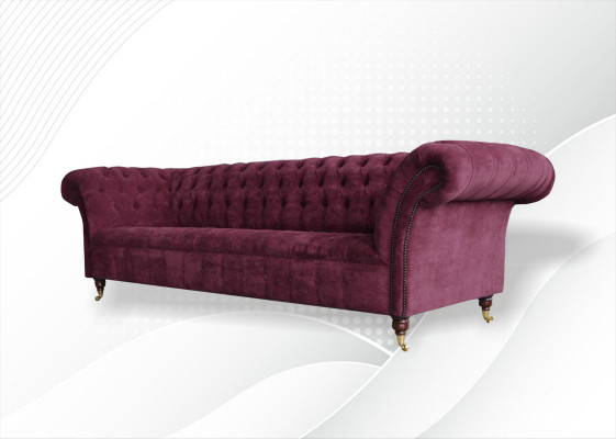 Bankstel 3-zits Chesterfield banken bankstellen woonkamer design textiel stof bordeaux