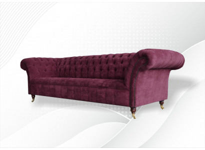 Bankstel 3-zits Chesterfield banken bankstellen woonkamer design textiel stof bordeaux
