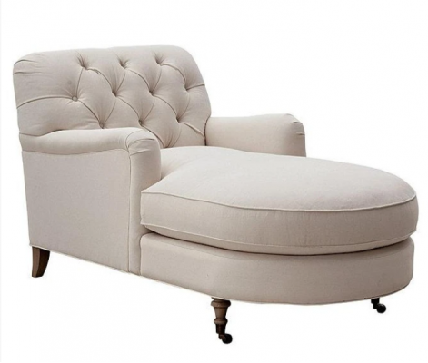 Beige Chaiselongue Chesterfield meubilair ligstoel woonkamer modern