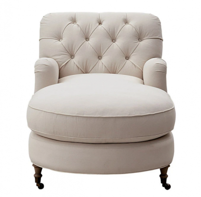 Beige Chaiselongue Chesterfield meubilair ligstoel woonkamer modern