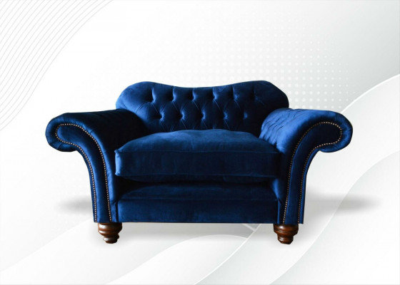 Ohrensessel Stoel TV Design Gestoffeerde Bank Bank Chesterfield Textiel Blauw