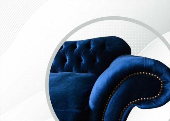 Ohrensessel Stoel TV Design Gestoffeerde Bank Bank Chesterfield Textiel Blauw