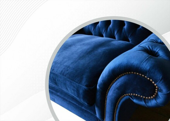 Ohrensessel Stoel TV Design Gestoffeerde Bank Bank Chesterfield Textiel Blauw