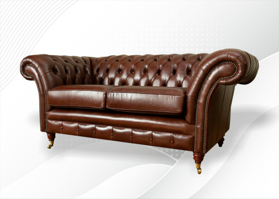 Chesterfield Sofa 2-zits gestoffeerde designbanken bankstellen bankstel origineel bruin