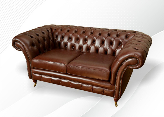 Chesterfield Sofa 2-zits gestoffeerde designbanken bankstellen bankstel origineel bruin