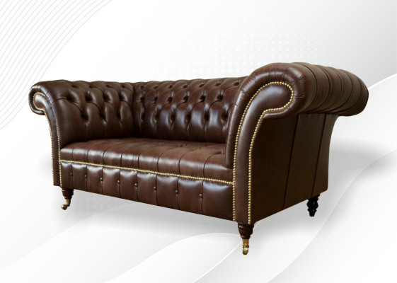 Chesterfield fluwelen designbank 2-zits bank textiel leder bruin nieuw