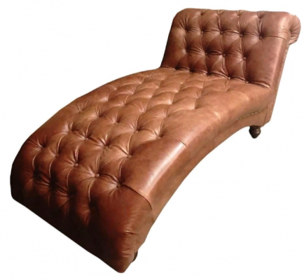 Chesterfield bruine chaise longue meubels ligstoel moderne woonkamer