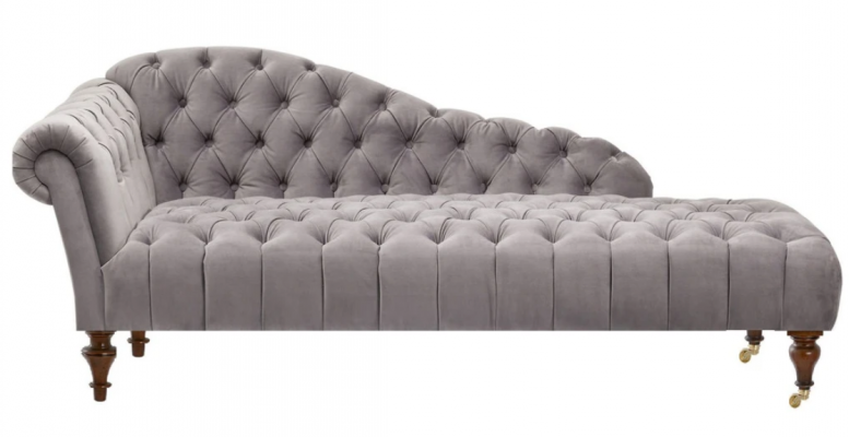 Chaiselongue Klassieke Meubels Beige Woonkamer Bank Stof Chesterfield