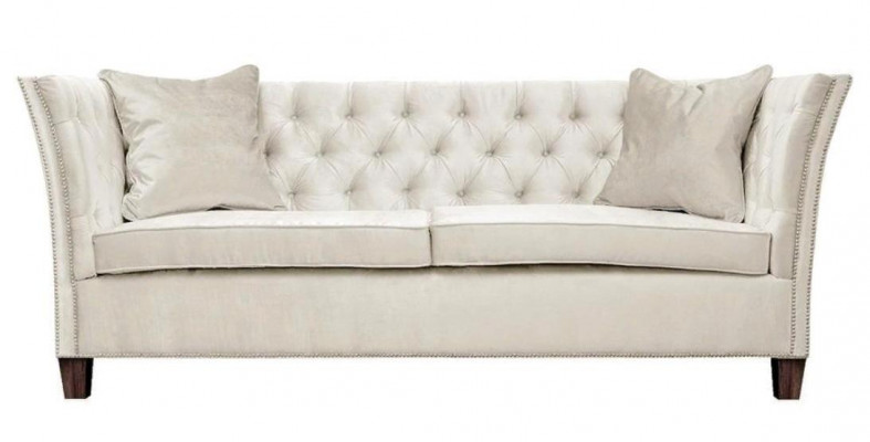 Bank Beige Chesterfield Driezits Gewatteerde Meubels Hotel Praktijk Woonkamer