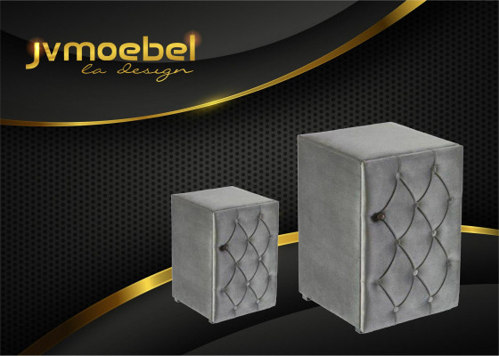 Modern design 2x nachtkastjes Chesterfield textiel slaapkamer nachtkastjes Nieuw