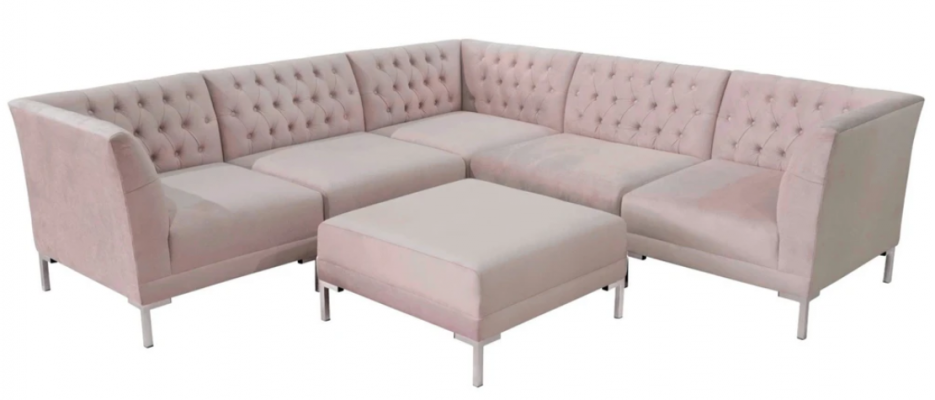 Rosa hoekbank voetenbank Chesterfield bankstellen meubels xxl Groot textiel stoffen bankstellen 2dlg