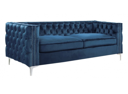 Blauw woonkamer fluwelen bank bank kussen banken driezits luxe meubels stof