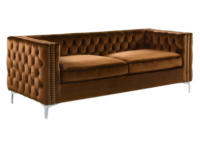 oranje chesterfield bank luxueuze fluwelen stoffen bankstel met knoopdetail nieuwe bekleding