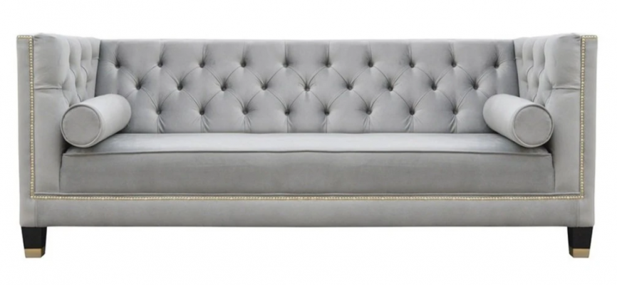 Luxe grijze Chesterfield fluwelen driezitsbank meubels voor hotel woonkamer praktijk
