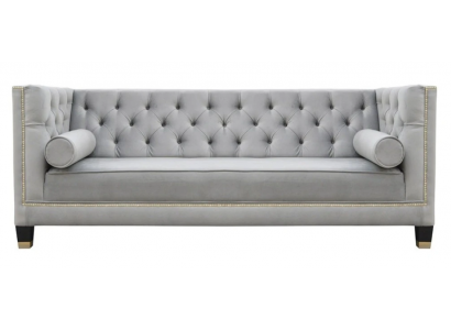 Luxe grijze Chesterfield fluwelen driezitsbank meubels voor hotel woonkamer praktijk