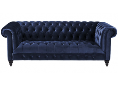 Navy Blue Driepersoons stoffen Chesterfield design bankstel 220cm nieuw