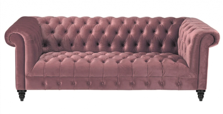 Fuchsia fluwelen bank Luxe Chesterfield-meubels Bank met knopen Driezits