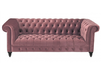 Fuchsia fluwelen bank Luxe Chesterfield-meubels Bank met knopen Driezits