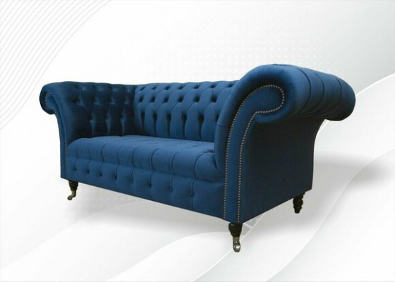 Ontwerp Chesterfield bankstel 2 zits bank stof Blauw Beklede banken Blauw