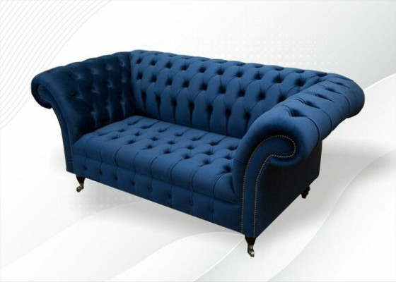 Ontwerp Chesterfield bankstel 2 zits bank stof Blauw Beklede banken Blauw