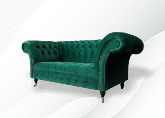 Chesterfield Groene 2-zitsbank Gestoffeerde banken Bankstellen Design Bank Club Textiel